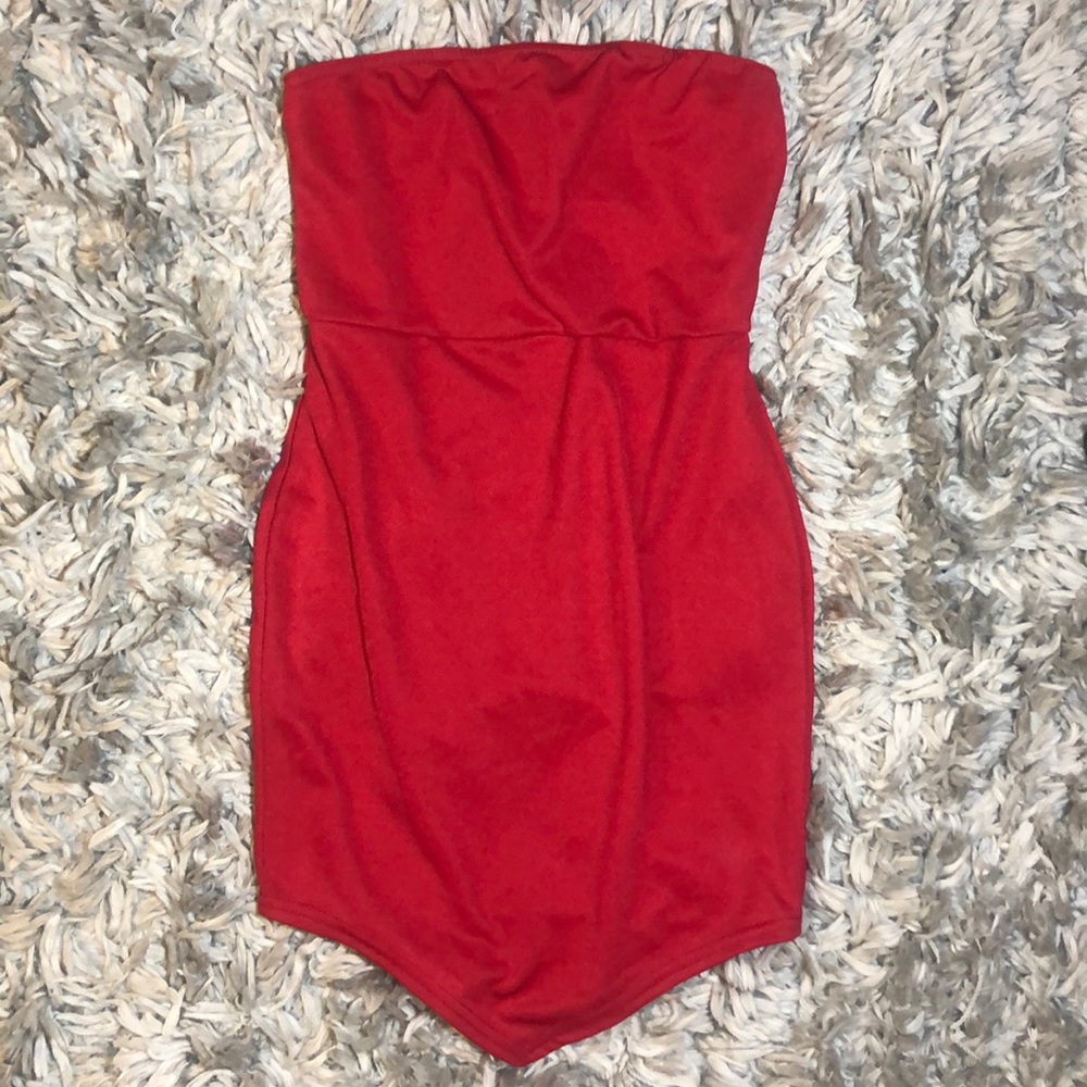 Bandeau Pointy Hem Bodycon Dress